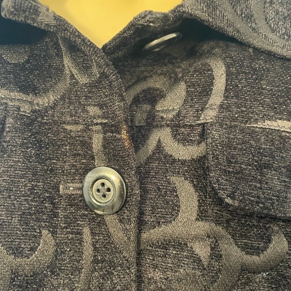 Elegant Black Patterned Velvet Women's Jacket Size Large - Picture 4 of 9